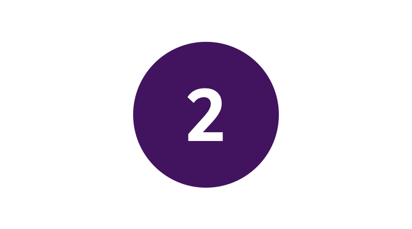 Illustration of a number two in a purple circle